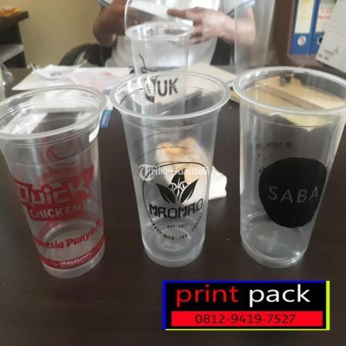 PROMO Sablon Cup Gelas Plastik PP 22 Oz 10gr Tutup Cembung Isi 1000