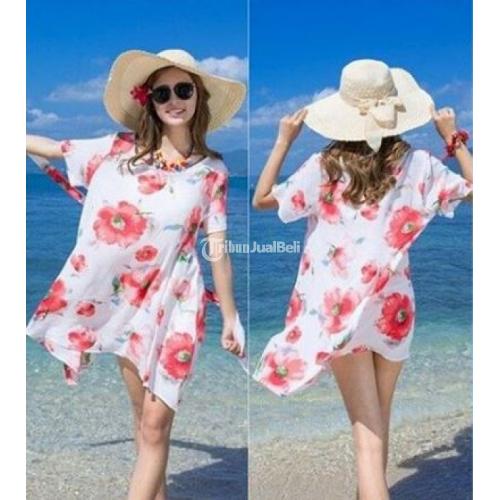 Baju Pantai Wanita White Flower Summer Bahan Rayon Harga Murah Di Jakarta Bandung Tribunjualbeli Com