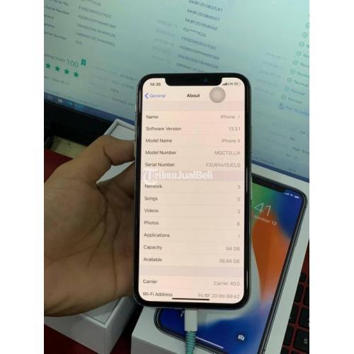 Hp Apple Iphone X 64gb Silver Second Like New Fullset Garansi Personal