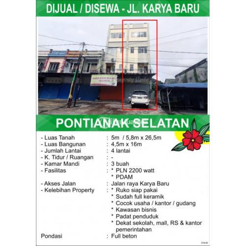 Dijual Ruko Luas 133 288 4 Lantai Karya Baru Di Pontianak Tribunjualbeli Com