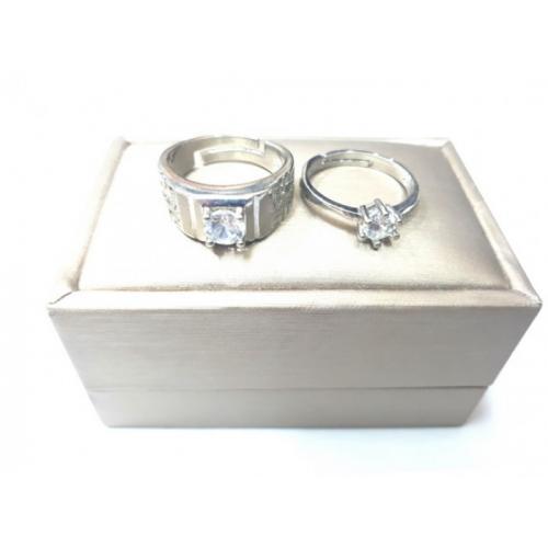 Ring Cincin Couple Titanium Plated Silver Kombinasi Zircon TTN001 - Jakarta Pusat