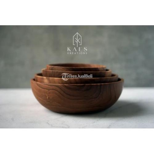 Kerajinan Kayu Mangkok Kayu Jati / Wooden Bowl Mangkok Kayu - Bekasi