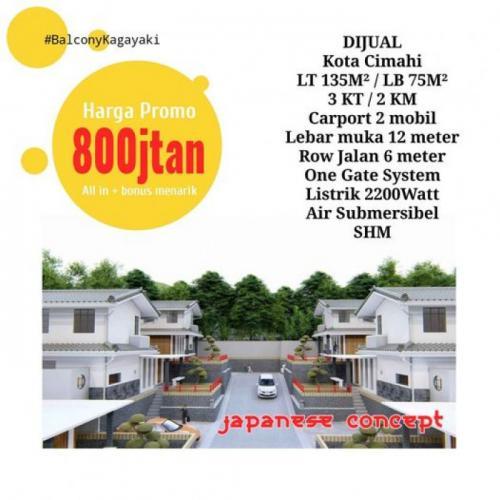 Dijual Rumah Etnik Jepang Balcony Kagayaki Hanya 800 Jutaan All In - Cimahi