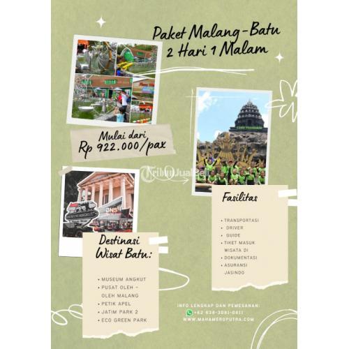 Paket Wisata Murah Malang - Batu -  2 Hari 1 Malam + Dokumentasi - Jakarta Timur