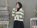 Sweater Rajut Crop Fuji Knit Zebra V Neck Ready Stok All Size - Cimahi